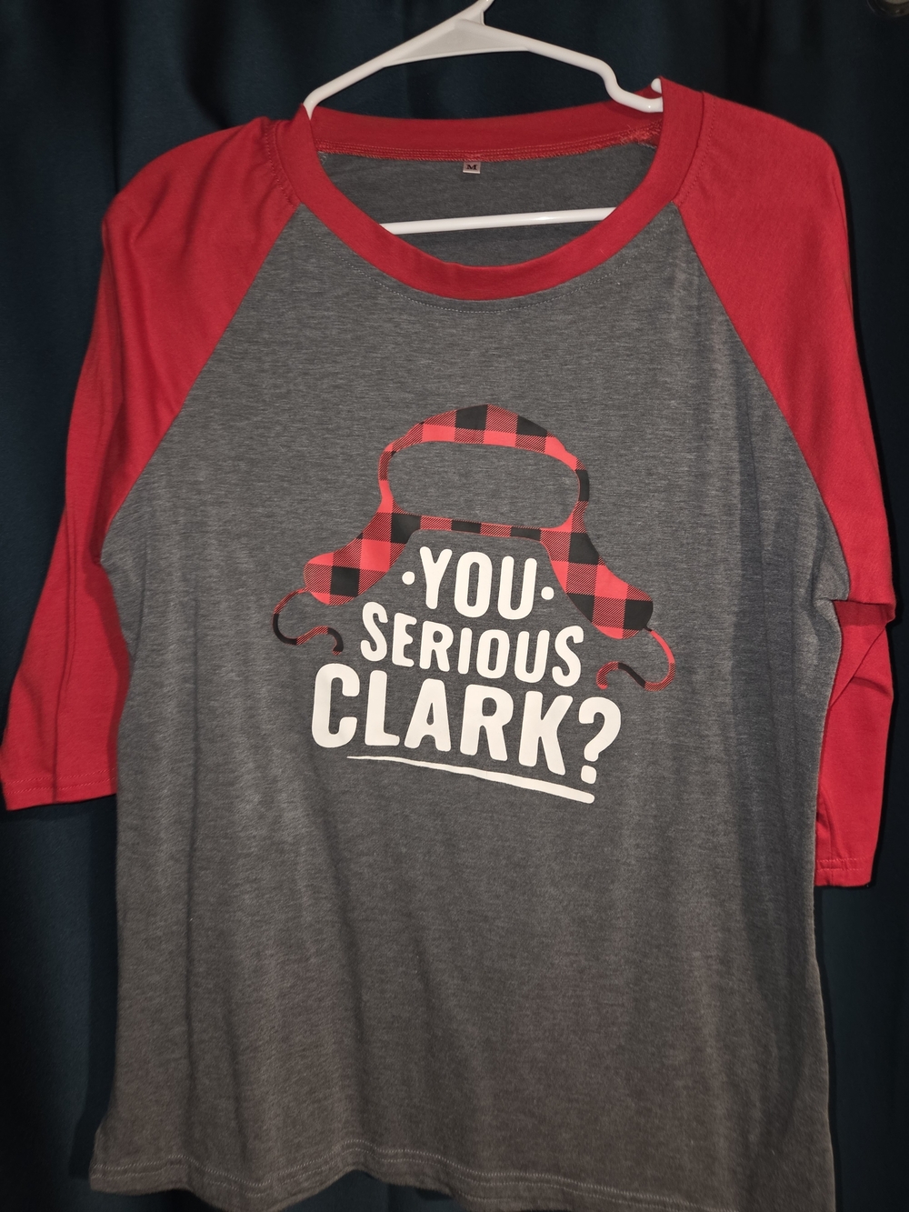 You Serious Clark? Graphic Raglan Tee - Red & Gray
